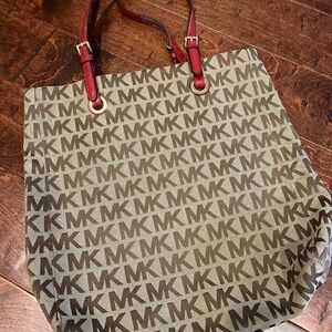 Michael Kors Brown and Red Tote Bag